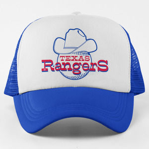 NEW Texas Rangers 1972 Logo Foam Trucker Snapback Hat 2TONE BLUE